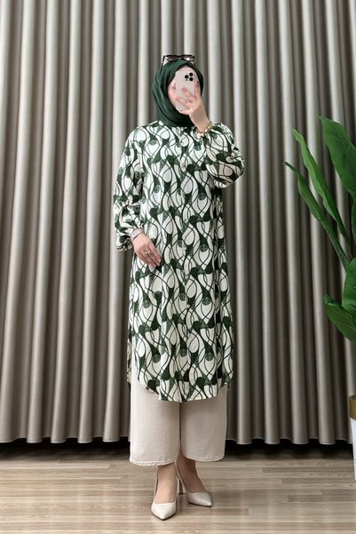 mercan moda طقم غلبن من قماش الفيسكون للنساء، لون أخضر داكن، طقم ملابس إسلامي...