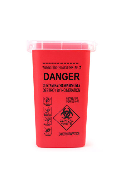 choice2 Red 1pcs 1L Plastic Waste Box Medical Supplies Container Large Capaci...