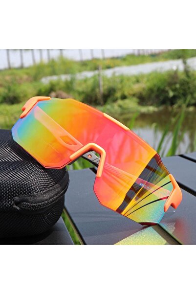 Choice3 Orange Silver Cycling Glasses for Men Uv400 Cycling Shades Bike Sungl...