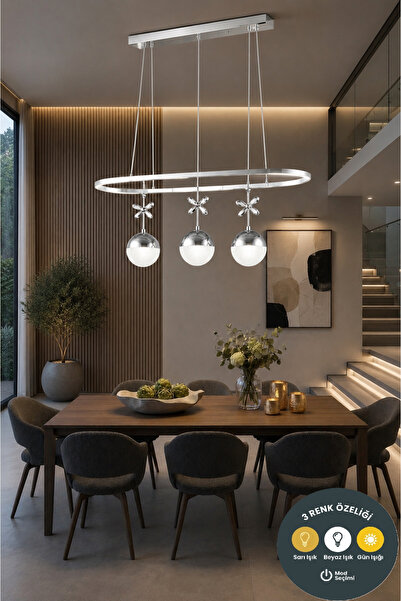 Lzy Avize Store 3 Toplu Elips Tasarım Avize - 3 Renk Seçenekli Modern Salon v...