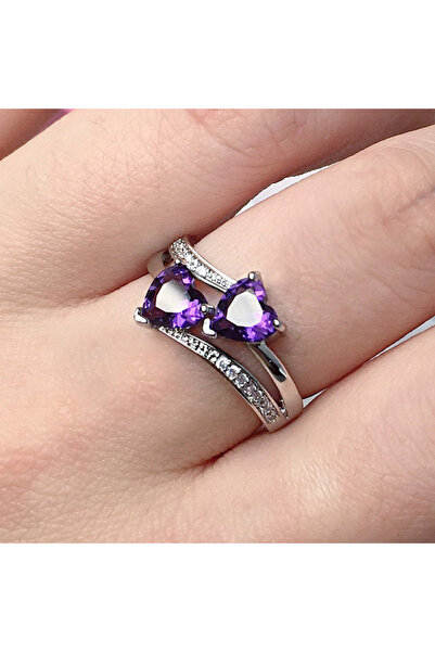 Choice28 7 B2617 Huitan Romantic Engagement Rings For Women Double Heart Shap...
