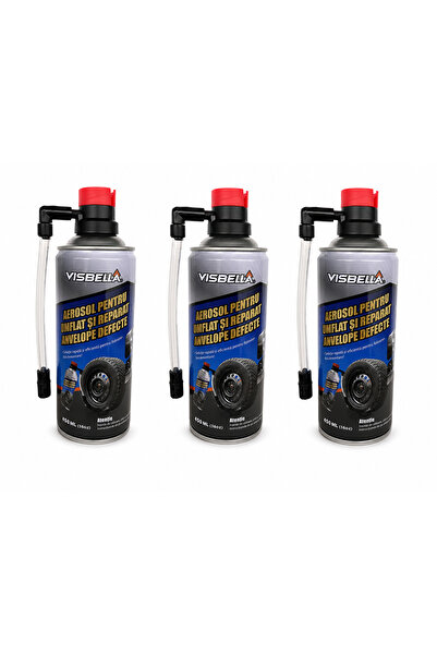 Visbella Set 3 Bucăți Spray Reparare Pană 450 ml – Soluție Rapidă pentru Umfl...