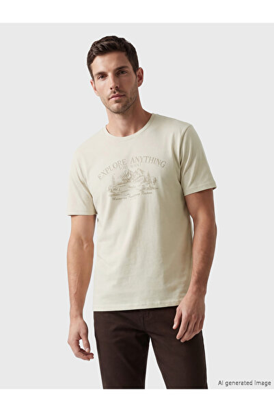 LC Waikiki Ανδρικό T-shirt με στρογγυλή λαιμόκοψη και στάμπα