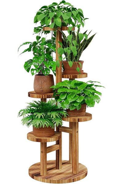 Dotail Etajeră pentru plante, 5 niveluri, rafturi rotunde, 34 x 18 x 82 cm, l...