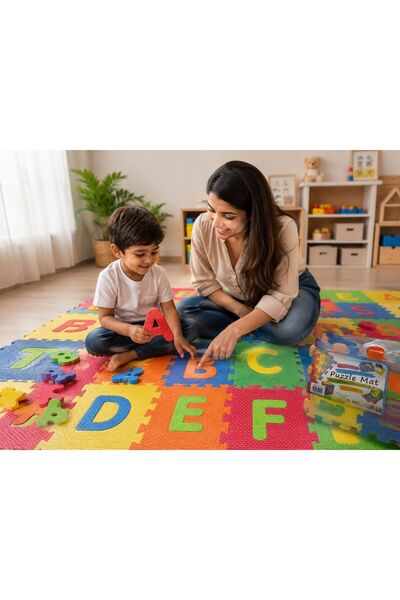 Generic Foam alphabet & Number puzzle play mat for kids- Interlocking educati...