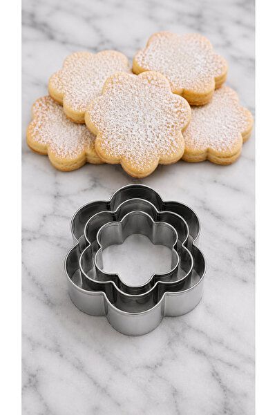 Destpak 3-Piece Cookie Cutter (Flower Model) - Stainless Steel Cookie Mold - ...