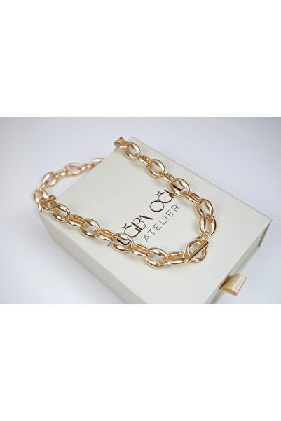 ATELİER TUĞBA Kol557 t Lock Detail Thick Chain Necklace