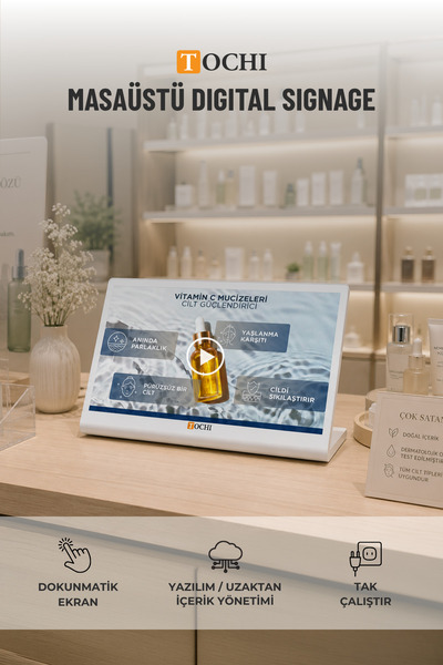 TOCHI Masaüstü Digital Signage Yatay Dokunmatik Reklam Ekranı Android 11 Wi-F...