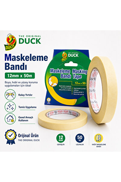 Henkel The Original Duck Maskeleme Bandı 12mm x 50m Kağıt Boya Bandı Hobi Tam...