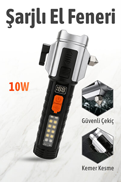 Badem10 GS-15600 Profesyonel Şarjlı Suya ve Darbeye Dayanıklı El Feneri Kemer...