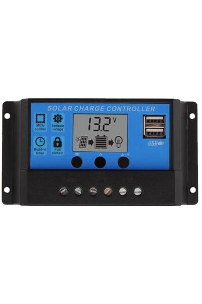 Generic منظم شحن بطارية الألواح الشمسية D3A PWM 20A مع منفذي USB مزدوجين 12 ف...