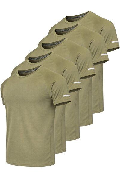 pandy Pack of 5 Unisex Athletic Technical Sports T-Shirts with Quick Drying F...