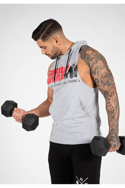 Gorilla Wear Maiou Fitness cu Glugă pentru Bărbați Rogers Gri Melanj