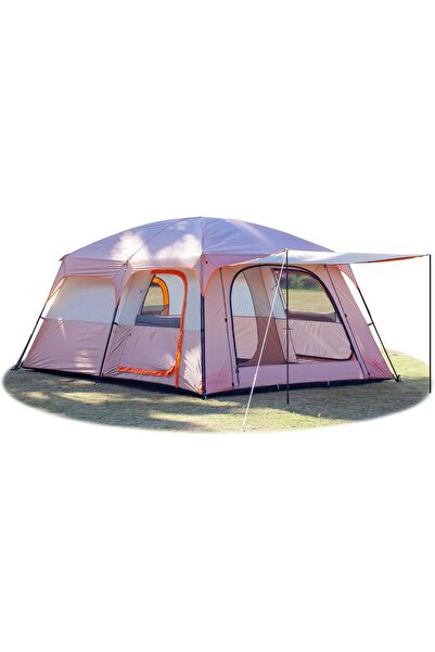 KTT Extra Large 12-Person Family Cabin Tent with Two Rooms, Straight Wall Des...