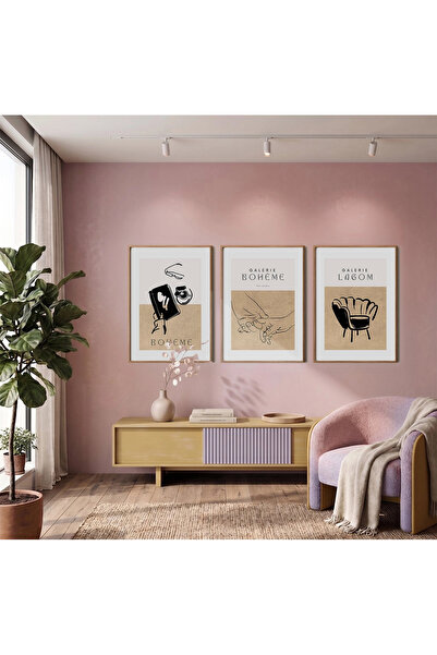 KOLAJTASARIM Set de 3 tablouri decorative cu ramă din lemn — Ramă foto cu lin...