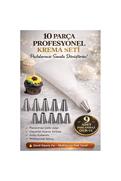 Empressco Krema Sıkma Torbası Seti 10 Parça, Pasta ve Kek Süsleme Araçları