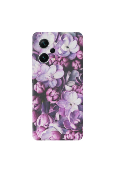 Other Xiaomi Redmi Note 12 5G Purple Flowers Transparent Silicone TPU Θήκη