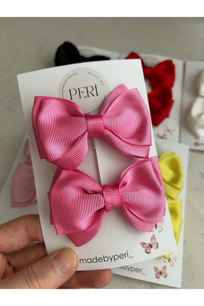 MADE BY PERİ Set of 2 Grosgrain Ribbon Bow Hair Clips for Girls, Baby Girls, ...