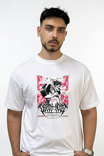 Anetos Death Note_24 Design Printed Oversize White T-Shirt