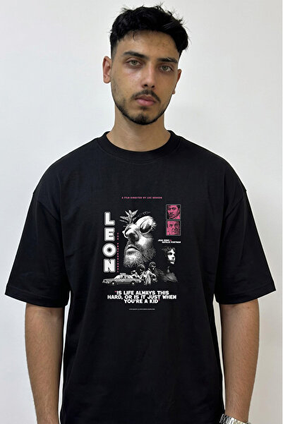 Anetos Leon Professional Design Printed Oversize Black T-Shirt