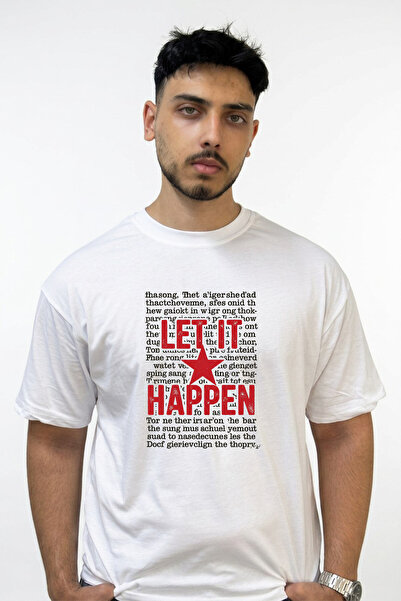 Anetos Let It Happen Design Printed Oversize White T-Shirt