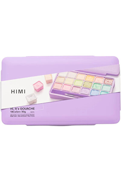 HIMI Tablet Guaj Boya Seti Twin Cup Gouache Set 18'li (Purple Case - Pastel E...