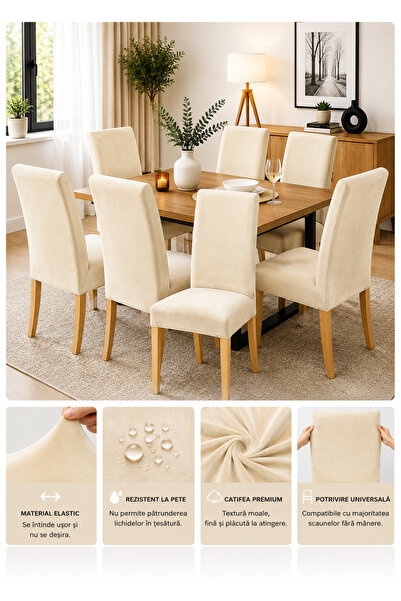 delfin HomeRoy Huse Catifea pentru Scaune – Set 6 Bucăți