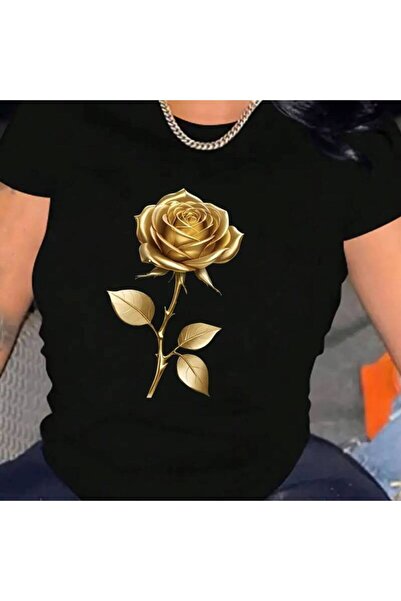 17TAKI Rose Womens TShirt Comfortable Crew Neck Casual Cotton Blend ShortSlee...