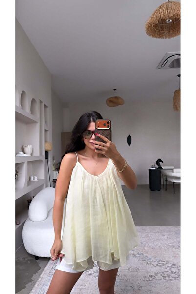 Buket Teke Lemon Yellow Strappy Casual Premium Blouse