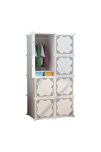 AT Performance Dulap modular pentru copii, Alb, AT PERFORMANCE®, 8 rafturi, d...