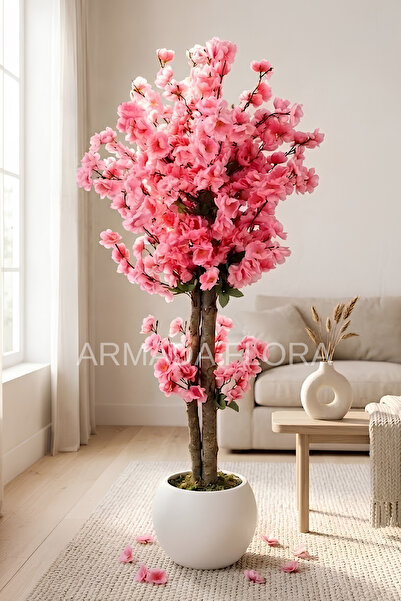 Armada Flora Premium Yapay Pembe Bahar Dalı Ağacı 100 cm - Beyaz 27*33 Küre S...