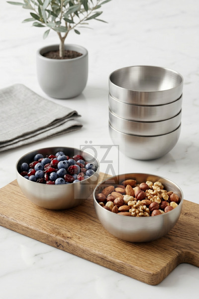 ÖzSa Home Luna 6-Piece Stainless Steel Tableware Presentation Snack Bowl Brea...