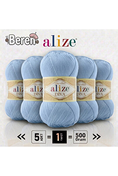 Alize Diva - 350 Sea Blue - 5-Pack - 100Gr/350M - First Spring and Summer Blo...