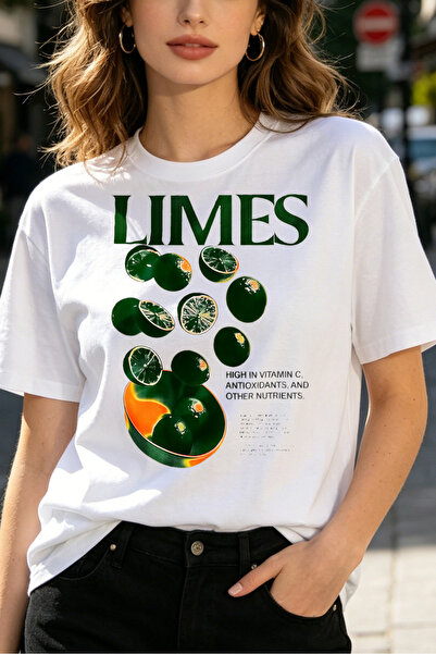 Fleck Womens T Shirts Limes Fruit Graphic Print Casual Summer Style High Vita...