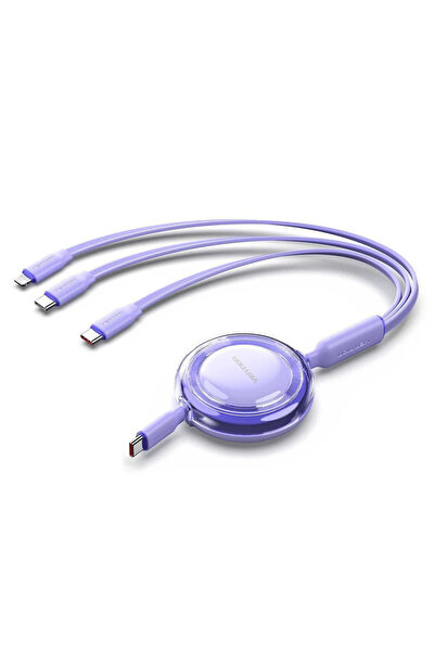 Vention Ανασυρόμενο Καλώδιο USB σε Type-C / Lightning 5A Μωβ 1,1 μ.