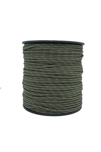 PARACORD Bileklik,Outdoor 4 mm Reflektörlü İp Haki 5 Metre