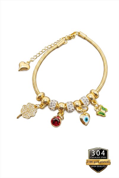 takantakana New Style, Evil Eye Butterfly Clover, Charmy Silver Bracelet, in ...
