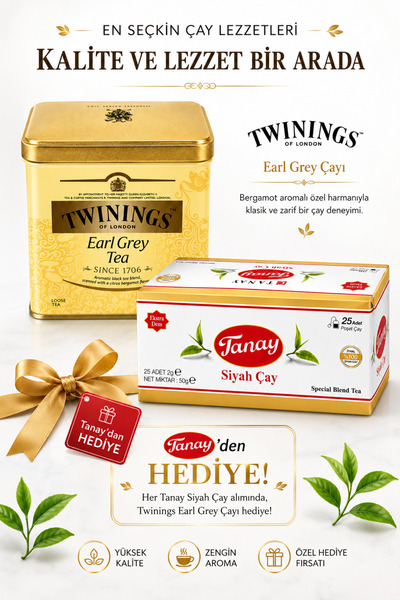 Twinings Earl Grey Çayı 500 Gr + Tanay Siyah Çay Hediye Kampanyası