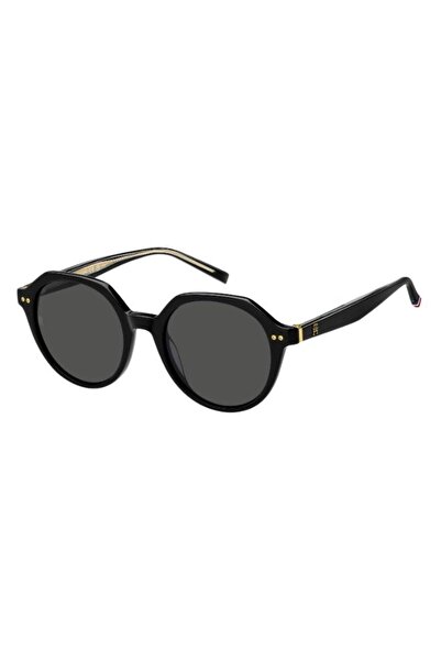 Tommy Hilfiger UV Protected Sunglasses Black Frame Grey Mirror Lens 50mm - TH...