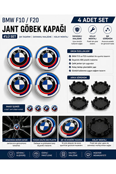 OTOYOL BMW F10 F20 Uyumlu Yeni Nesil Jant Göbek Kapağı ABS Plastik 4 Adet Set