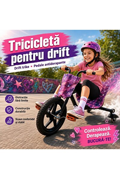 Zâna Casei Tricicletă de drift pentru copii, Tricicletă de drift cu pedale an...