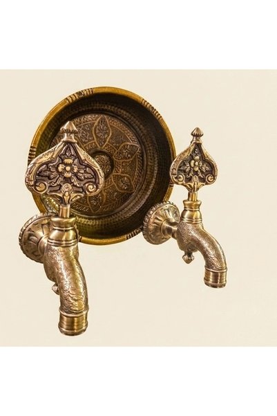 LPD Double Hammam Stone Antique Patterned Ottoman Faucet (Luxury, 100% Brass)