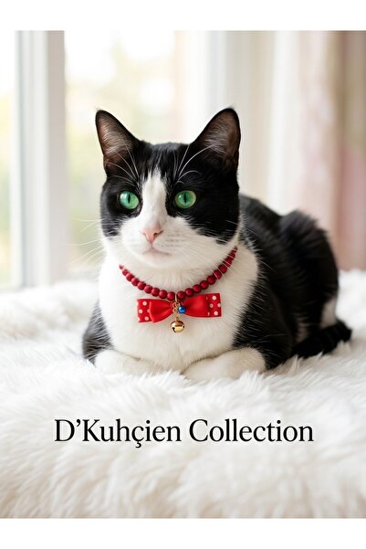 Jivva's Collection Adjustable Cat Collar with Bell, Tag, Red Bead Cat Necklac...