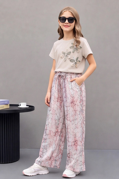 BABY SPORT Girl's Floral Detailed T-Shirt and Pants Set