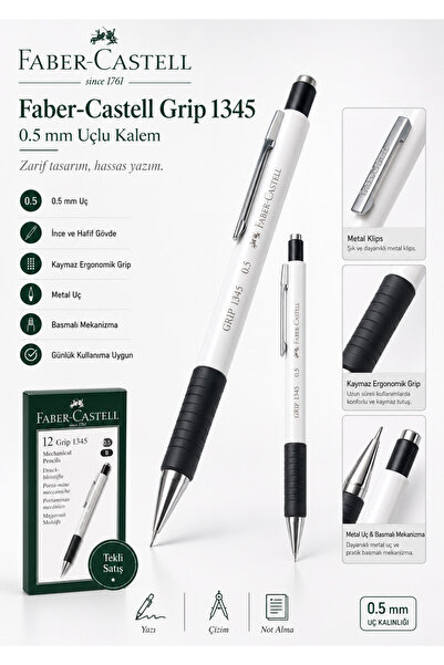 Faber Castell Faber-Castell 1345 0.5 mm Mekanik Uçlu Kalem – Ergonomik Kaymaz...