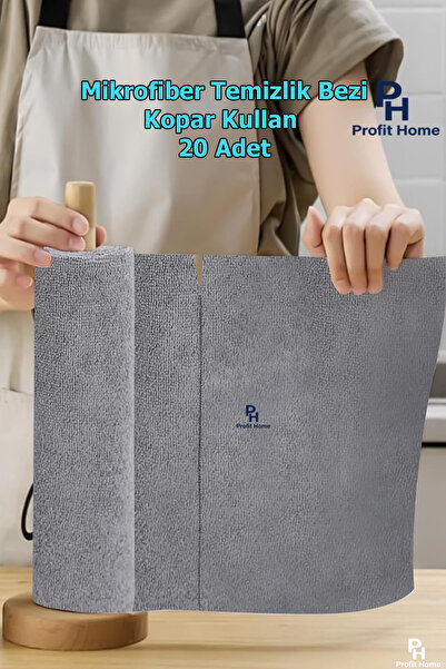 Profit Home Mikrofiber Rulo Temizlik Bezi 20 Adet 25x25, Çok Amaçlı Cam Bezi ...