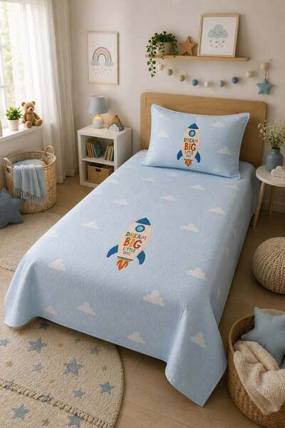 Evdek Bebek ve Çocuk Odası Rocket Dream – Roket Tek Kişilik Pike Takımı 160X2...