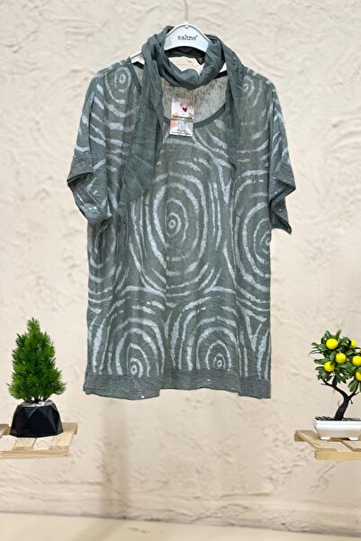 sahnemoda Spiral patterned imported blouse with shawl