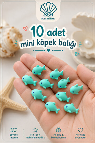 Seashell Rio Mini Köpek Balığı Figürü | 10 Adet | 3D Baskı | DIY Epoksi Sabun...