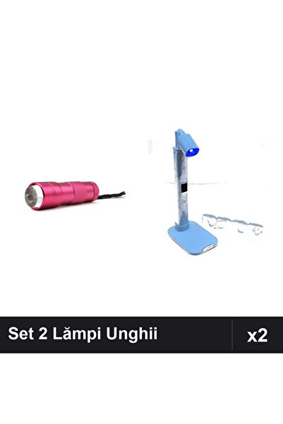 NAİLS Set 2 Lămpi UV/LED Lanternă 12W Roz + Suport cu Ștampile Silicon Manich...